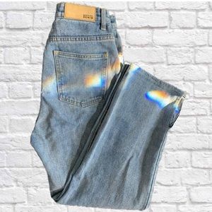 Nasty Gal Denim Jeans- size 6 but fits like a size 4- slit hem- high waisted